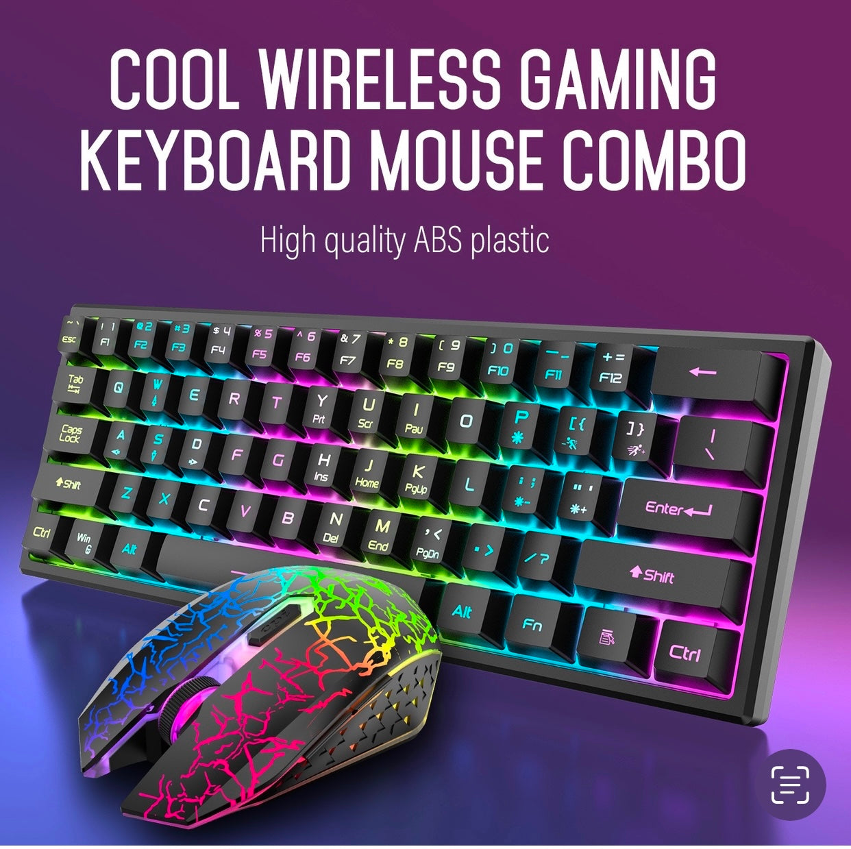 Charging wireless keyboard mouse set 61-key glowing wireless gaming keyboard set
