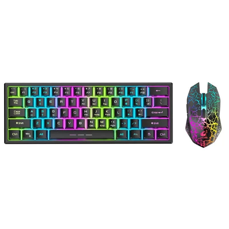 Charging wireless keyboard mouse set 61-key glowing wireless gaming keyboard set