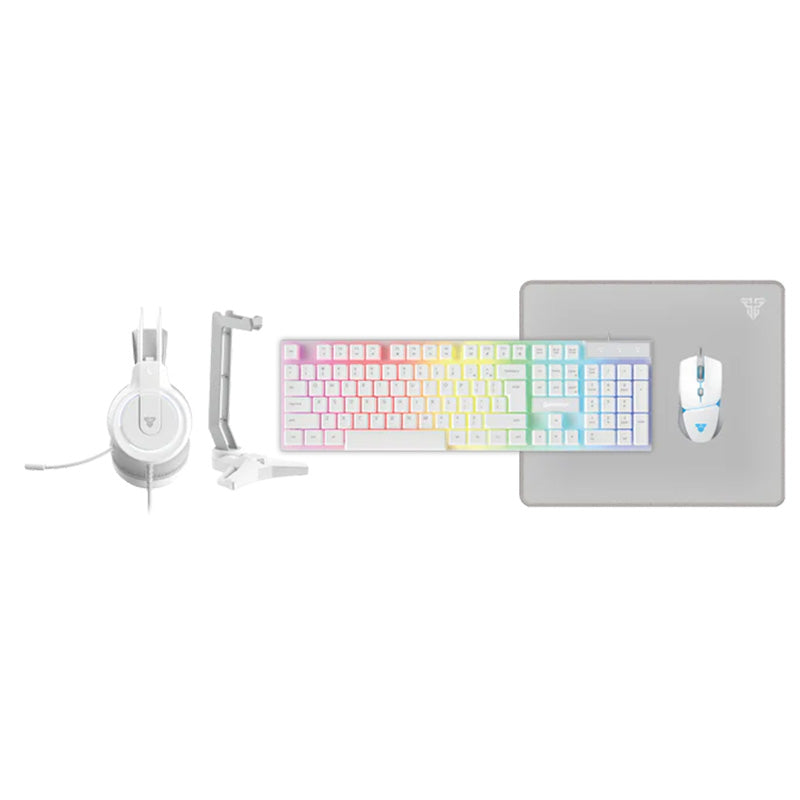 Fantech P51 5-in-1 Gaming Keyboard Combo with Mouse + Mousepad and Headset with Headset Stand - Space White