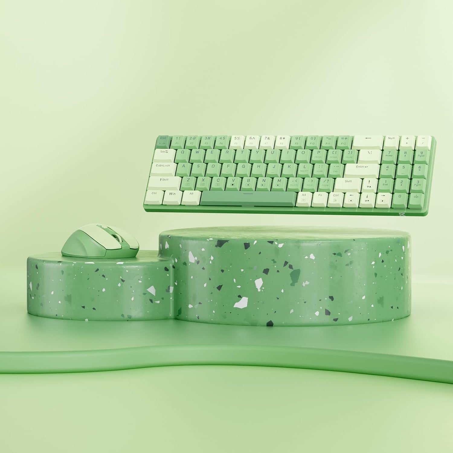 Redragon BS8772 Wireless Keyboard and Mouse Combo 78 Keys 2.4Ghz Wireless Low-Profile Mechanical Keyboard w/Blue Blacklight, 2400 DPI Ergonomic Mouse