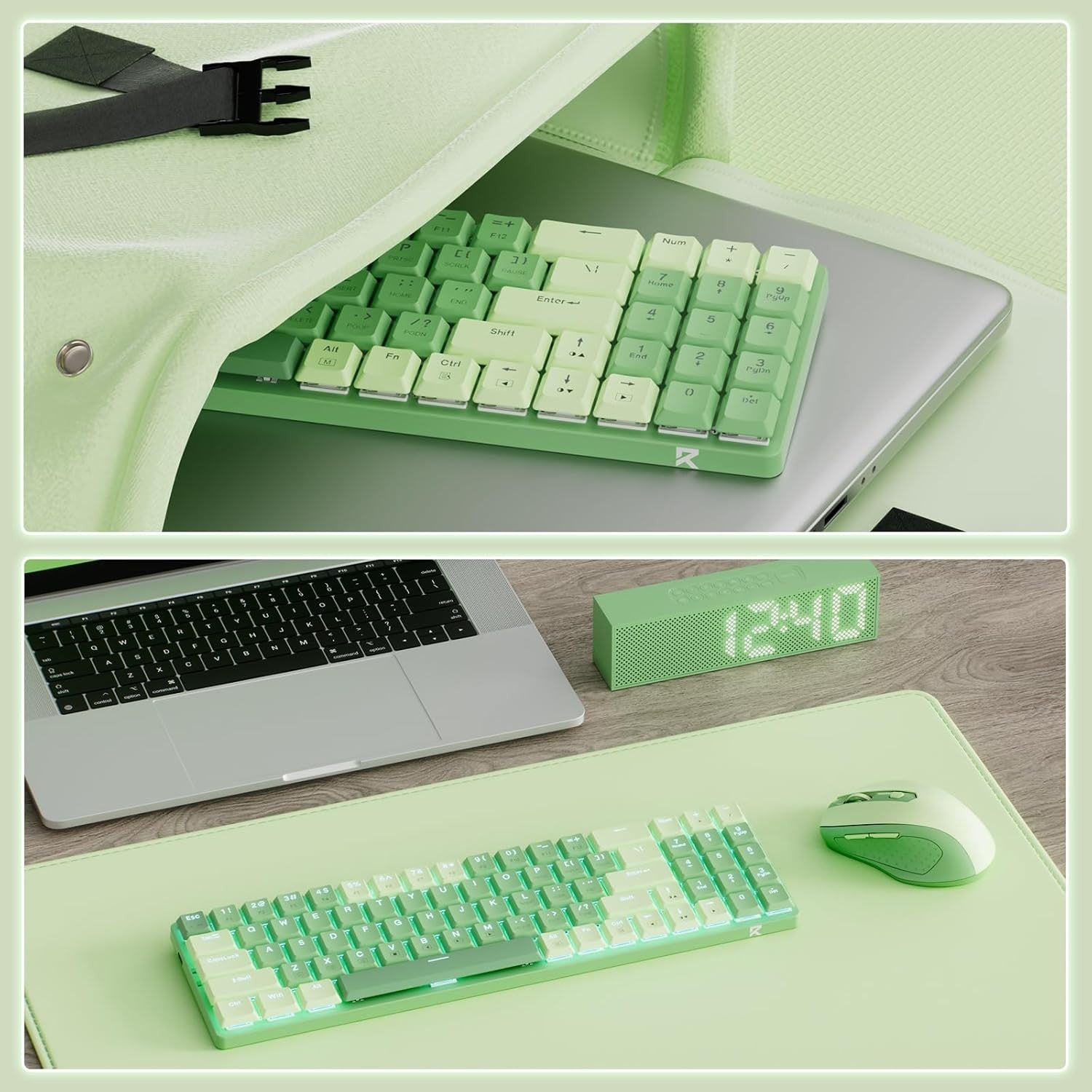 Redragon BS8772 Wireless Keyboard and Mouse Combo 78 Keys 2.4Ghz Wireless Low-Profile Mechanical Keyboard w/Blue Blacklight, 2400 DPI Ergonomic Mouse