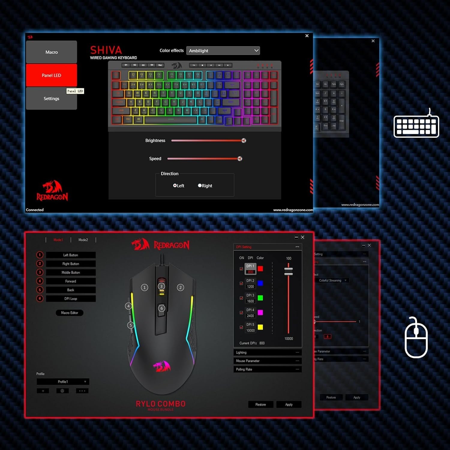 Redragon S141 Gaming Keyboard & Mouse Combo, 98 Keys K515 Wired RGB Membrane Keyboard and 10000 DPI Wired M616 Gaming Mouse Bundle
