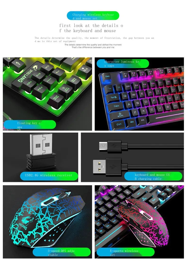 T87 Wireless charging keyboard and mouse set Game luminous wireless keyboard and mouse set
