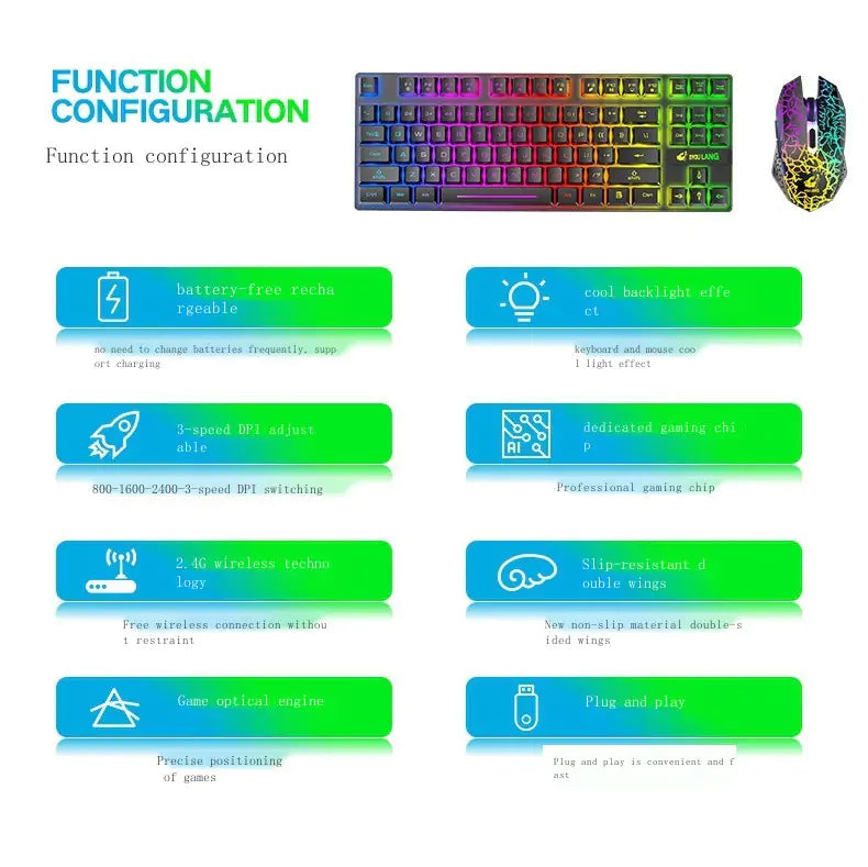 T87 Wireless charging keyboard and mouse set Game luminous wireless keyboard and mouse set