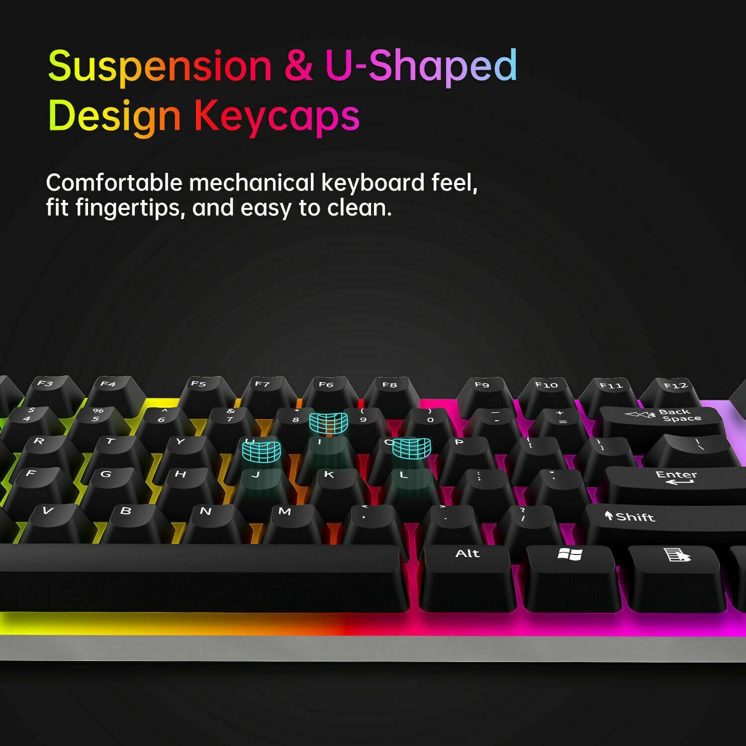Gaming Keyboard and Mouse Set Wired Keyboard Mechanical Feel 104key Rainbow Membrane keyboard and Mouse Combo High Quality LED Lighting Keyboard Mouse