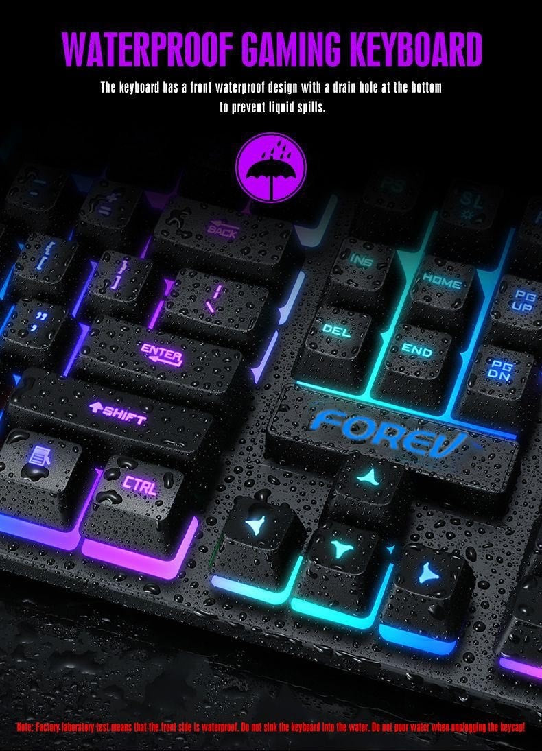 Gaming Keyboard and Mouse Set Wired Keyboard Mechanical Feel 104key Rainbow Membrane keyboard and Mouse Combo High Quality LED Lighting Keyboard Mouse