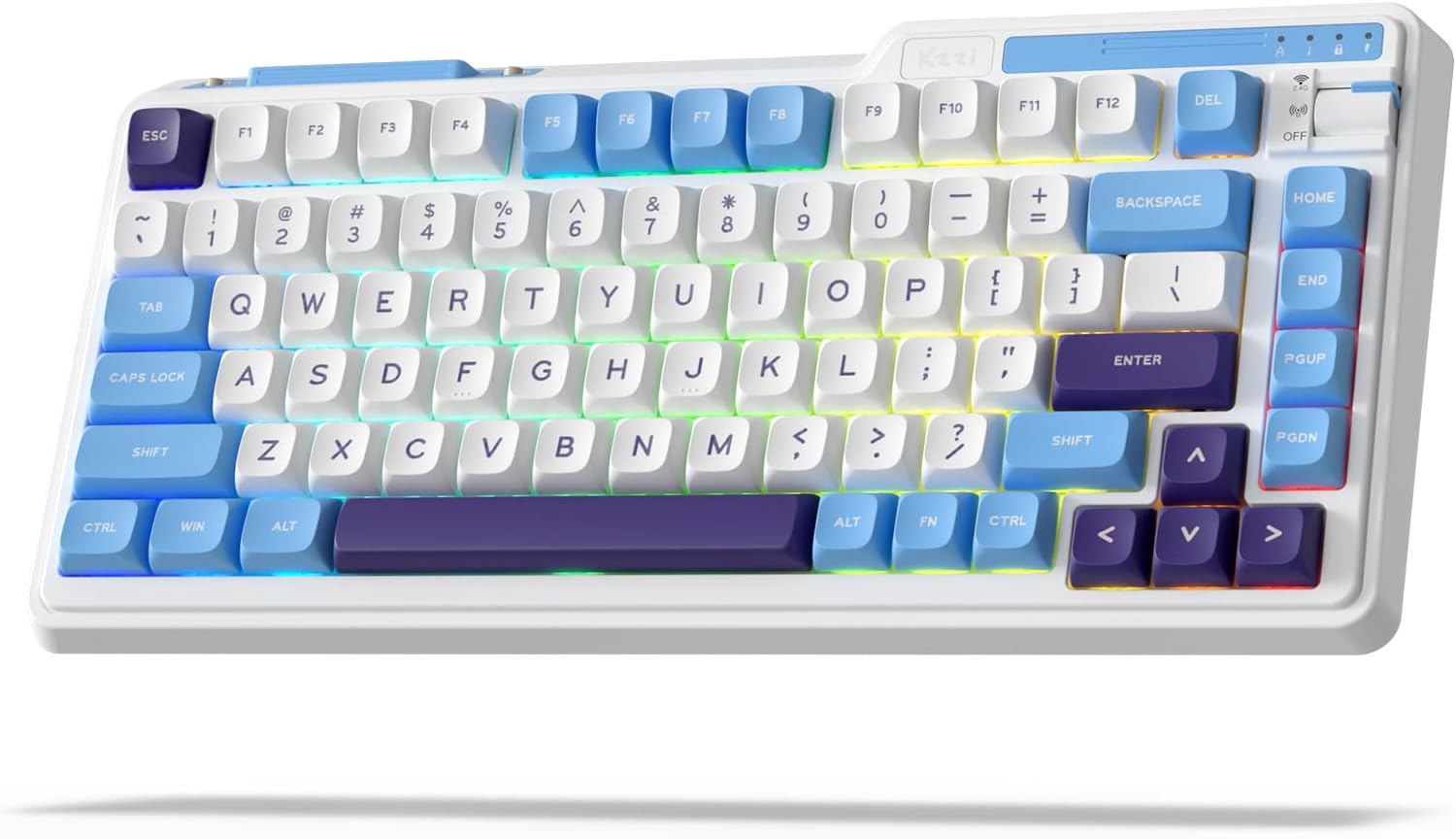 KZZI K75 Lite Wireless Mechanical 75% Gasket Mount RGB 3-Mode Hot Swappable 82 Keys Gaming Keyboard, Grand Sea