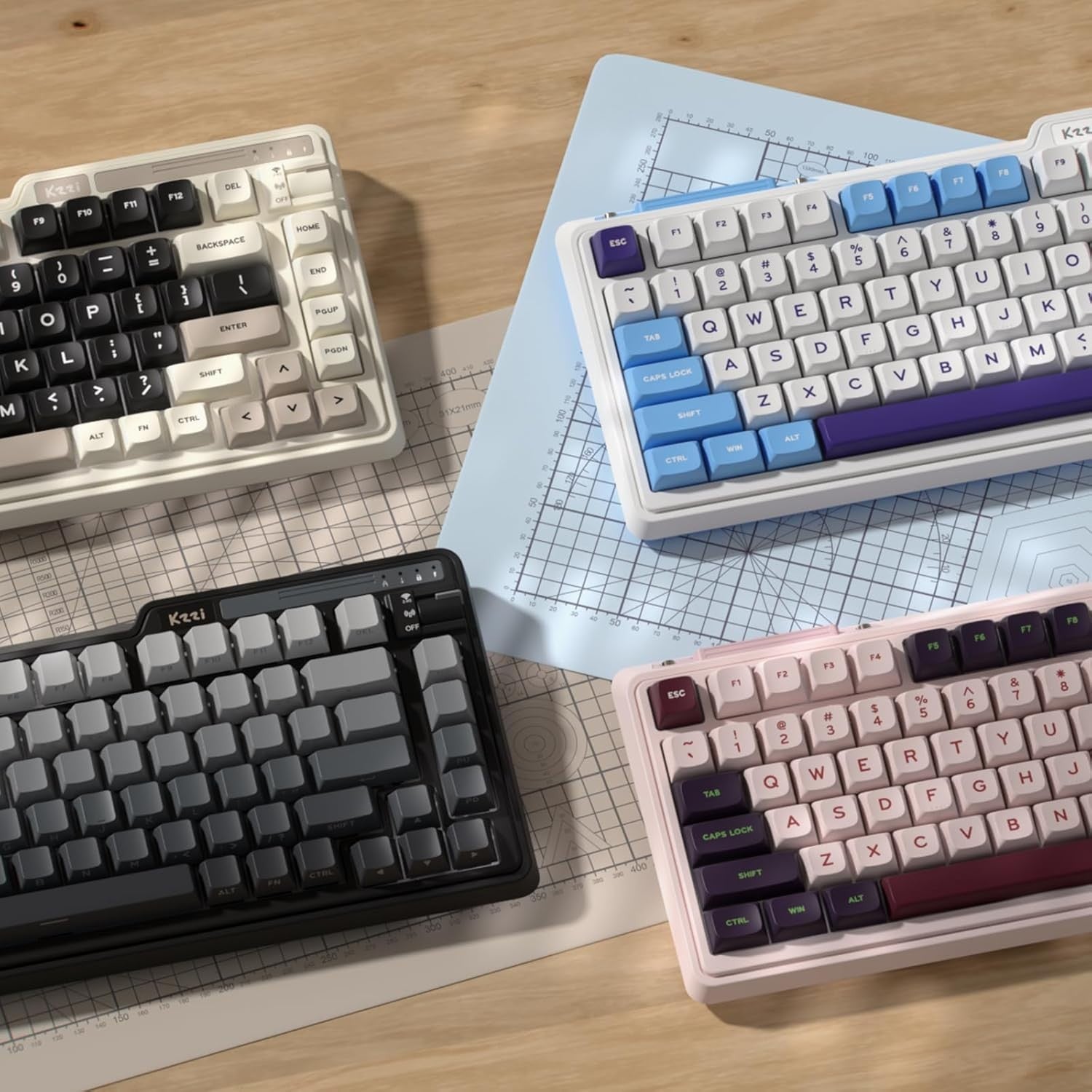 KZZI K75 Lite Wireless Mechanical 75% Gasket Mount RGB 3-Mode Hot Swappable 82 Keys Gaming Keyboard, Grand Sea