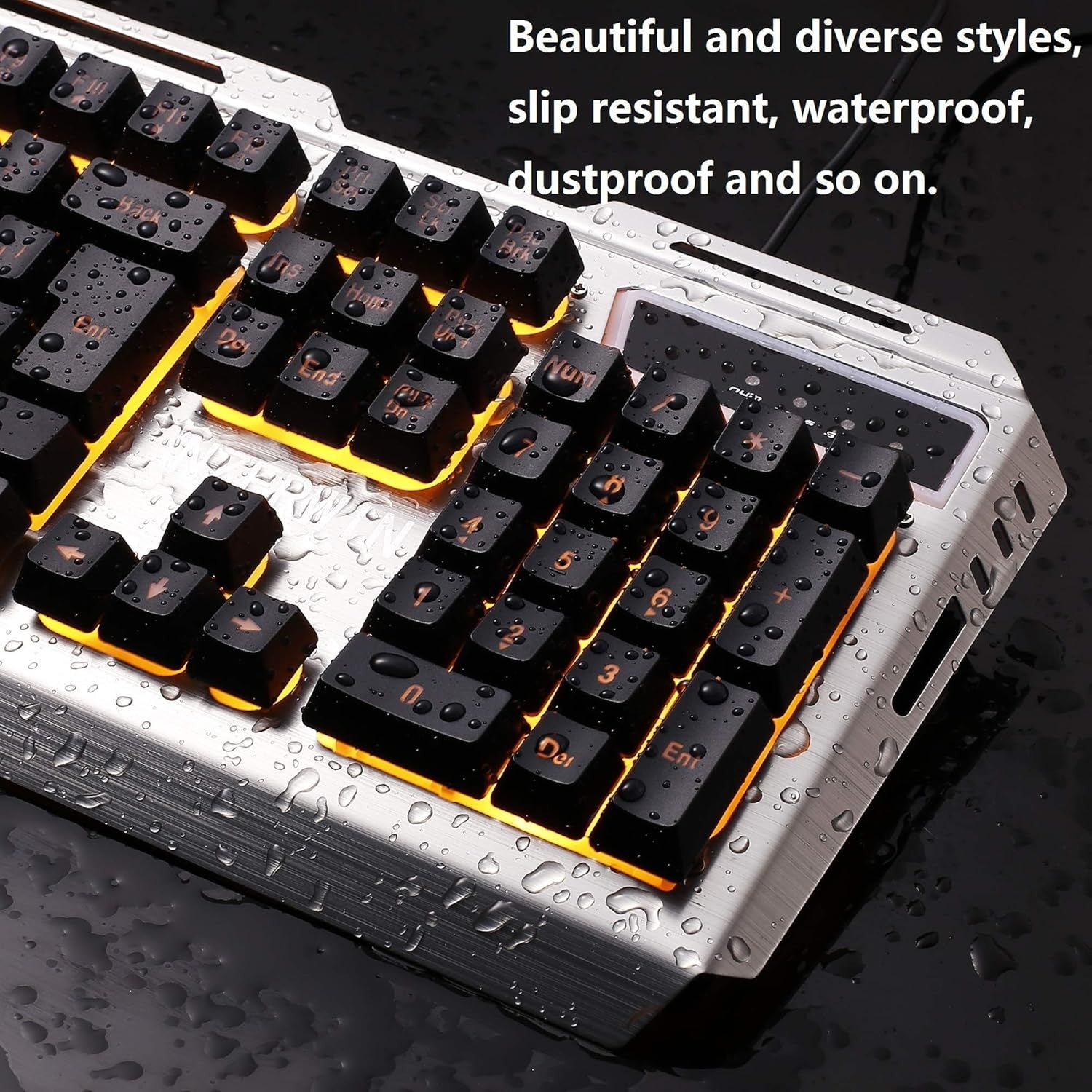Gaming Keyboard and Mouse Combo Wired Keyboard and Mouse Set 104 Keys Waterproof Durable Metal Frame Adjustable Brightness Breathing Backlight