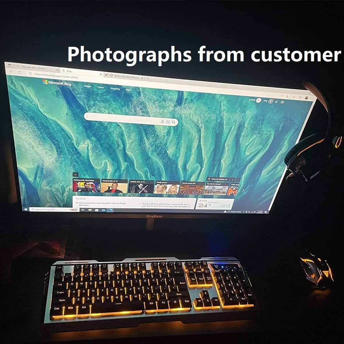 Gaming Keyboard and Mouse Combo Wired Keyboard and Mouse Set 104 Keys Waterproof Durable Metal Frame Adjustable Brightness Breathing Backlight