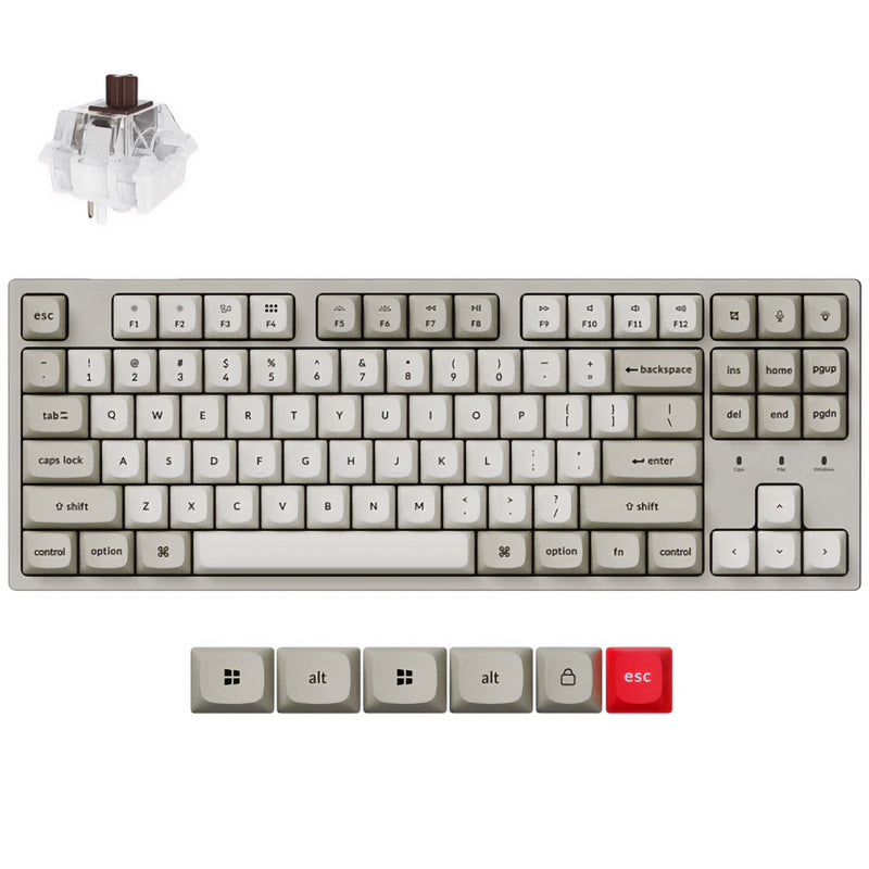 Keychron C1 Pro 8K QMK Wired RGB Hot-Swappable Custom Mechanical Keyboard - Super Brown Switch