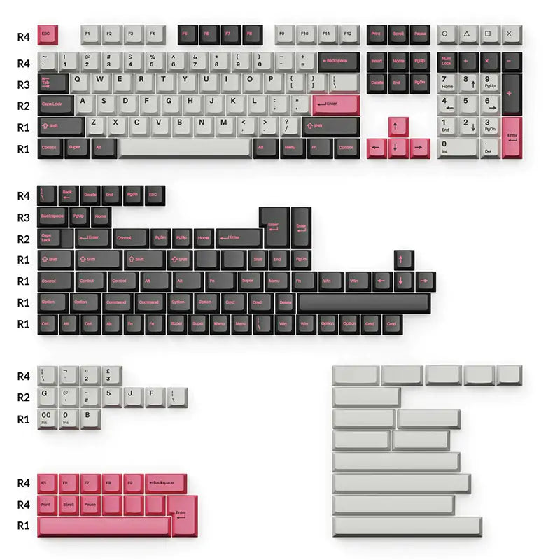 Keychron Cherry Profile Double-Shot PBT Full Set Keycaps - Dolch Pink