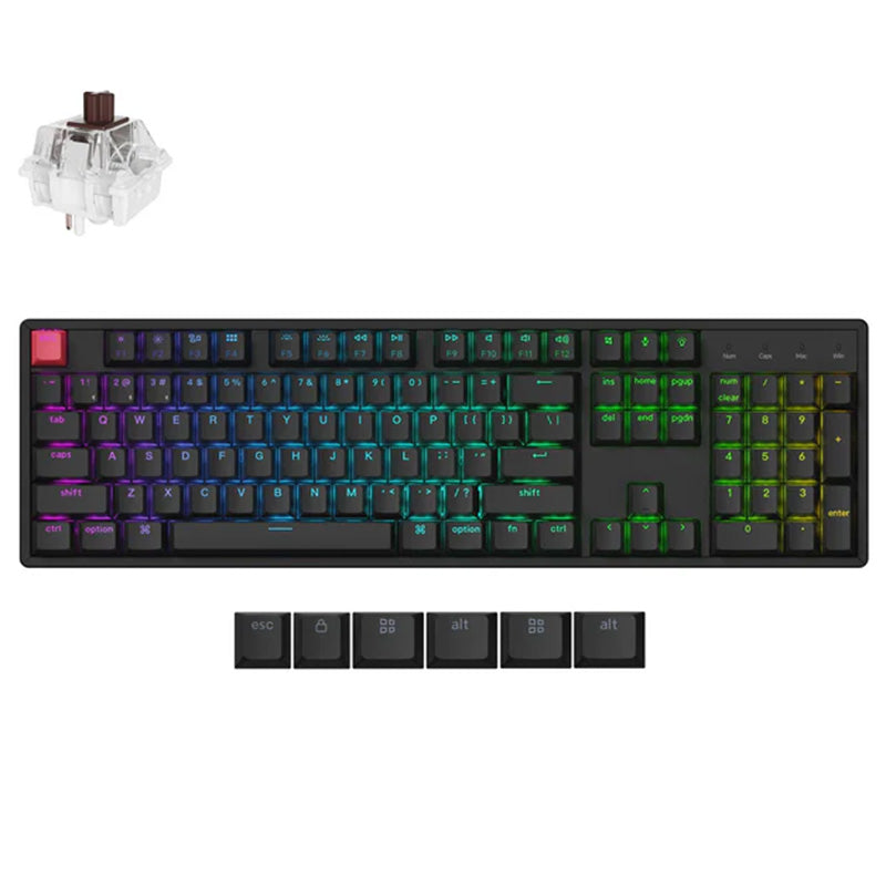 Keychron K10v2 Hot Swappable Wireless Mechanical Keyboard RGB Backlit Aluminium Frame - Keychron Super Brown Switch