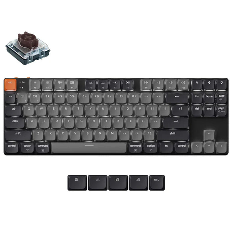 Keychron K1v6 Low-Profile QMK White Backlit Wireless Mechanical Keyboard - Brown Switch