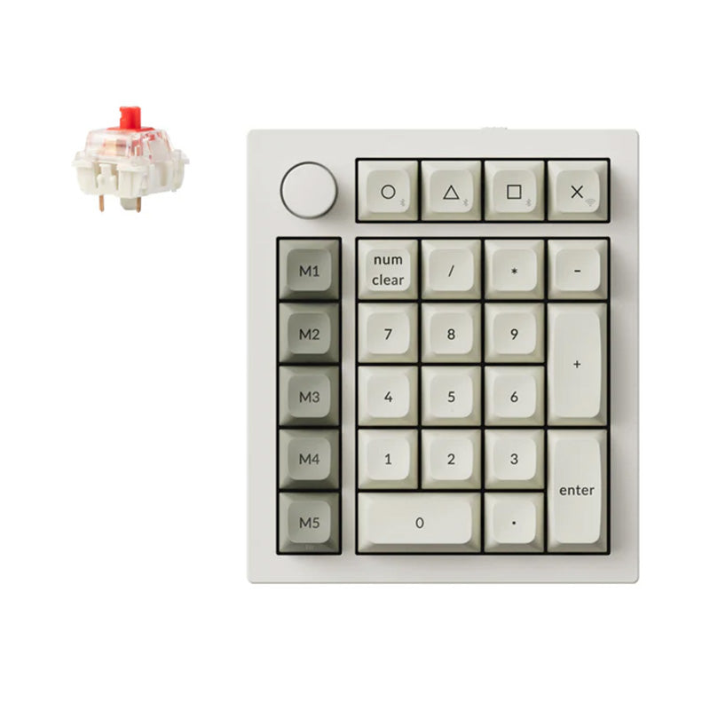 Keychron Q0 Max QMK/VIA Custom Wireless Number Pad Fully Assembled Knob Version White - Gateron Jupiter Red Switches