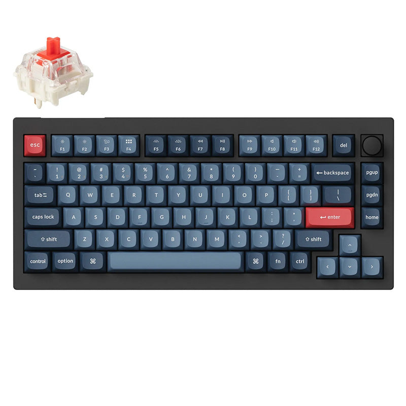 Keychron V1 MAX 75% Full Assembled Knob RGB Hot-Swap Wireless QMK Custom Keyboard Gateron Jupiter Red Switch