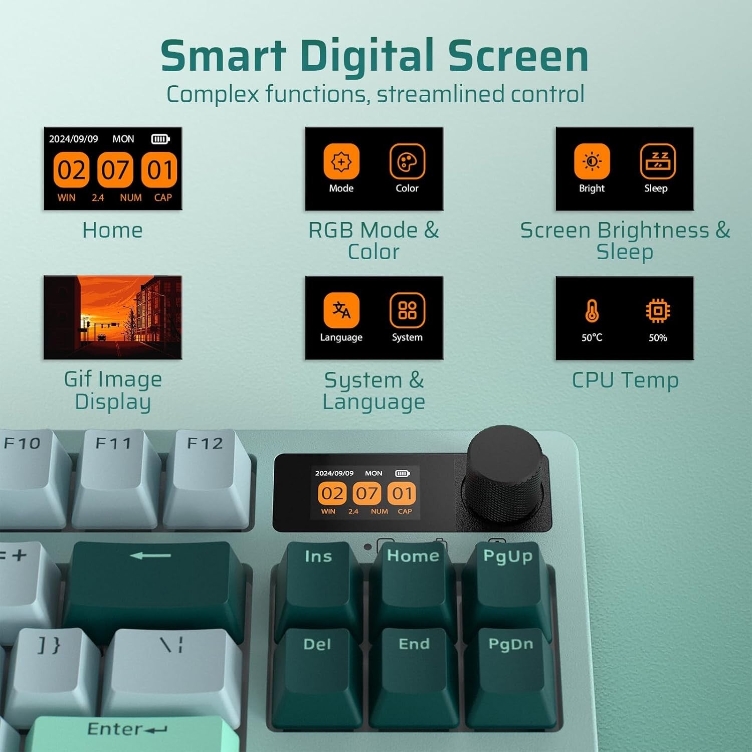 LTC Nimbleback NB841 PRO 75% Wireless 2.4G/ BT/USB-C Wired RGB 84 Keys Gaming Mechanical 3-Layer Dampener, Hot Swap PCB Keyboard Lake Blue Switches, G