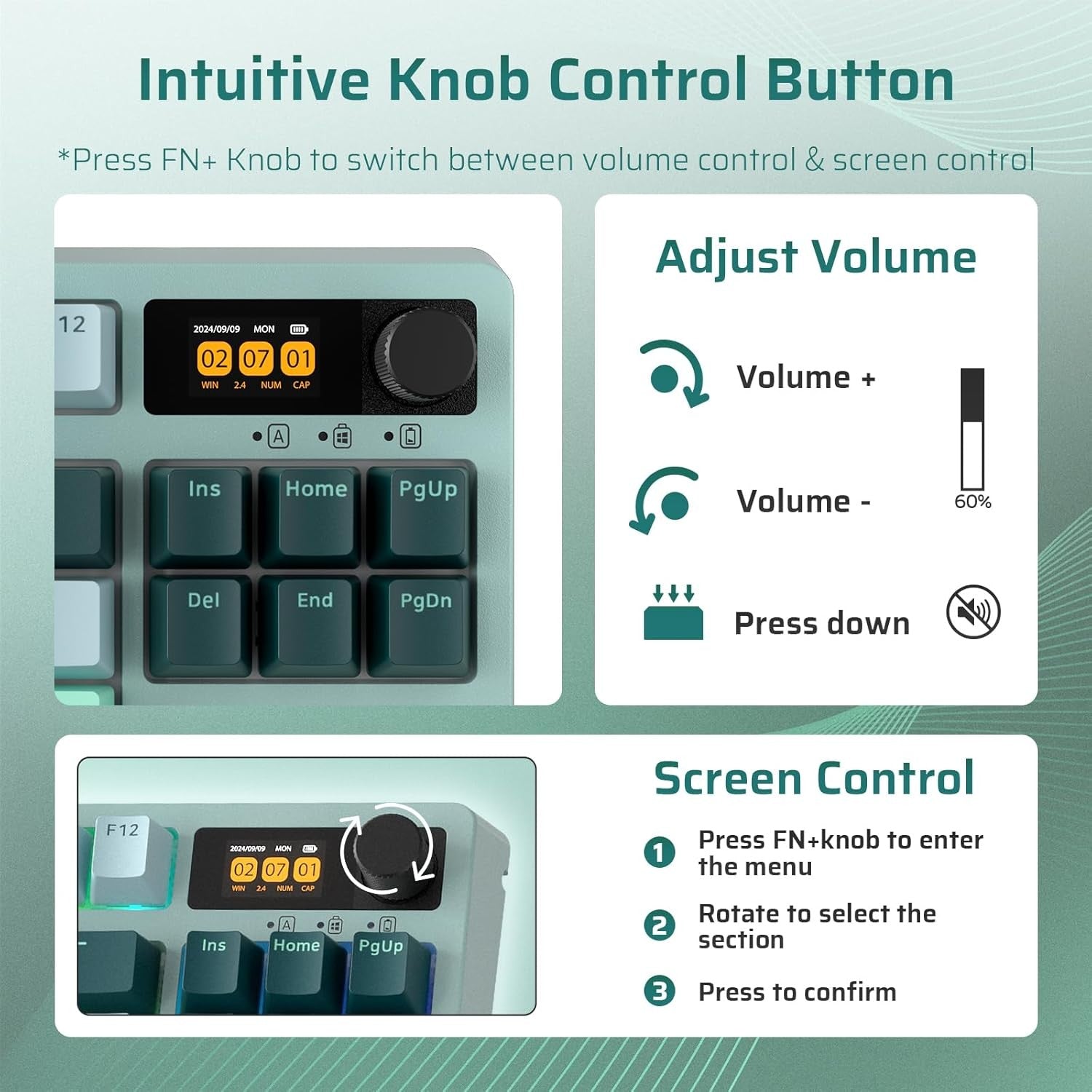 LTC Nimbleback NB841 PRO 75% Wireless 2.4G/ BT/USB-C Wired RGB 84 Keys Gaming Mechanical 3-Layer Dampener, Hot Swap PCB Keyboard Lake Blue Switches, G