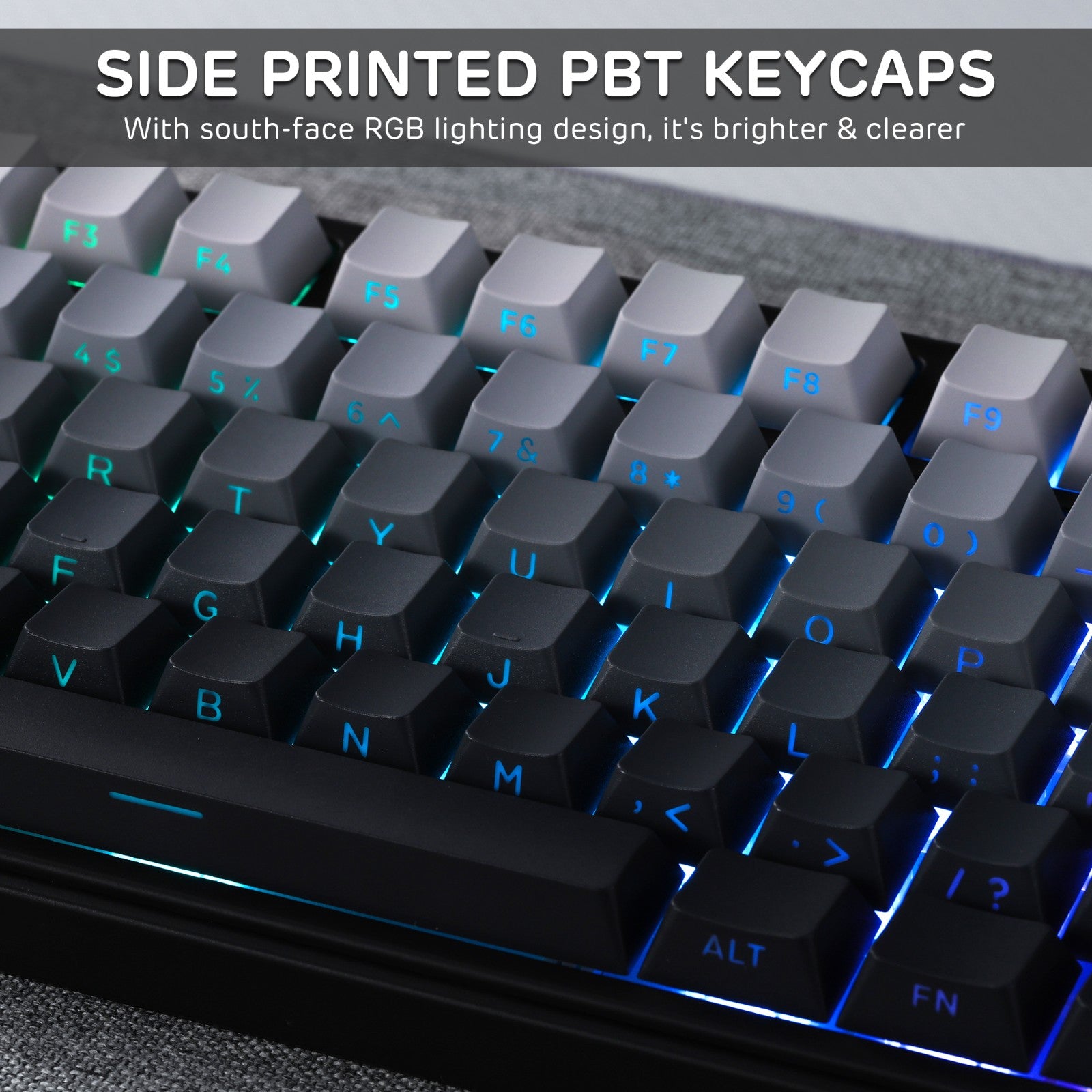 RK ROYAL KLUDGE R87Pro Mechanical Keyboard, RGB, 2.4Ghz/BT/Wired, Customized Switches, Gradient Black