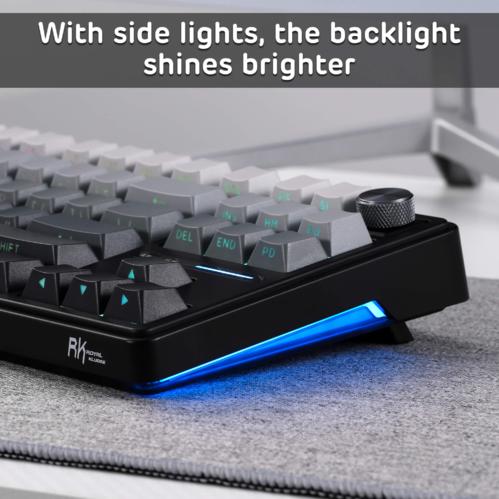 RK ROYAL KLUDGE R87Pro Mechanical Keyboard, RGB, 2.4Ghz/BT/Wired, Customized Switches, White&Brown, Mixed Color