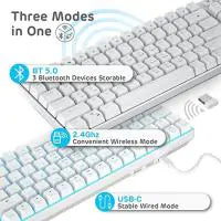 RK ROYAL KLUDGE RK96 90% 96 Keys BT5.0/2.4G/USB-C Hot Swappable Wireless Mechanical Keyboard with Magnetic Wrist Rest, Blue Backlight (Blue Switch)