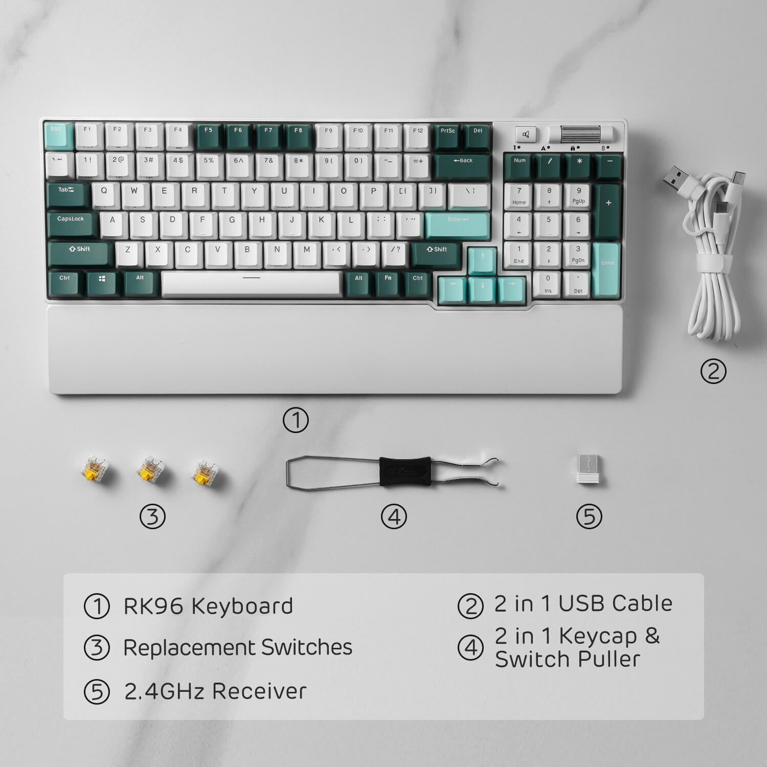 RK ROYAL KLUDGE RK96 RGB Limited Ed, 90% 96 Keys Wireless Triple Mode Bluetooth 5.0/2.4G/USB-C Hot Swappable Mechanical Keyboard, Camp Green