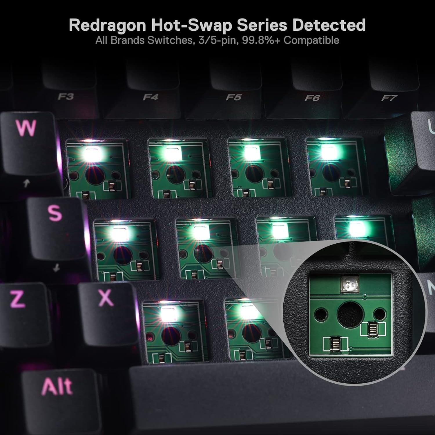 Redragon K530 Pro Draconic 60% Wireless RGB Gaming Mechanical Keyboard Hot-Swap BT/2.4Ghz/Wired 3-Mode 61 Keys Blue Switch