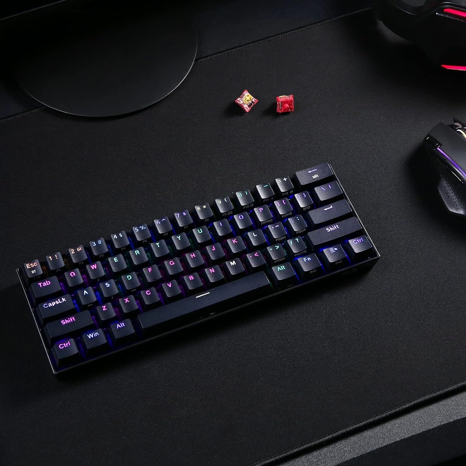 Redragon K530 Pro Draconic 60% Wireless RGB Gaming Mechanical Keyboard Hot-Swap BT/2.4Ghz/Wired 3-Mode 61 Keys Blue Switch