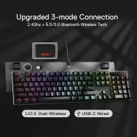 Redragon K556 PRO Upgraded Wireless RGB Gaming Keyboard, BT/2.4Ghz Tri-Mode Aluminum Mechanical Keyboard w/No-Lag Connection, Hot-Swap Red Switch