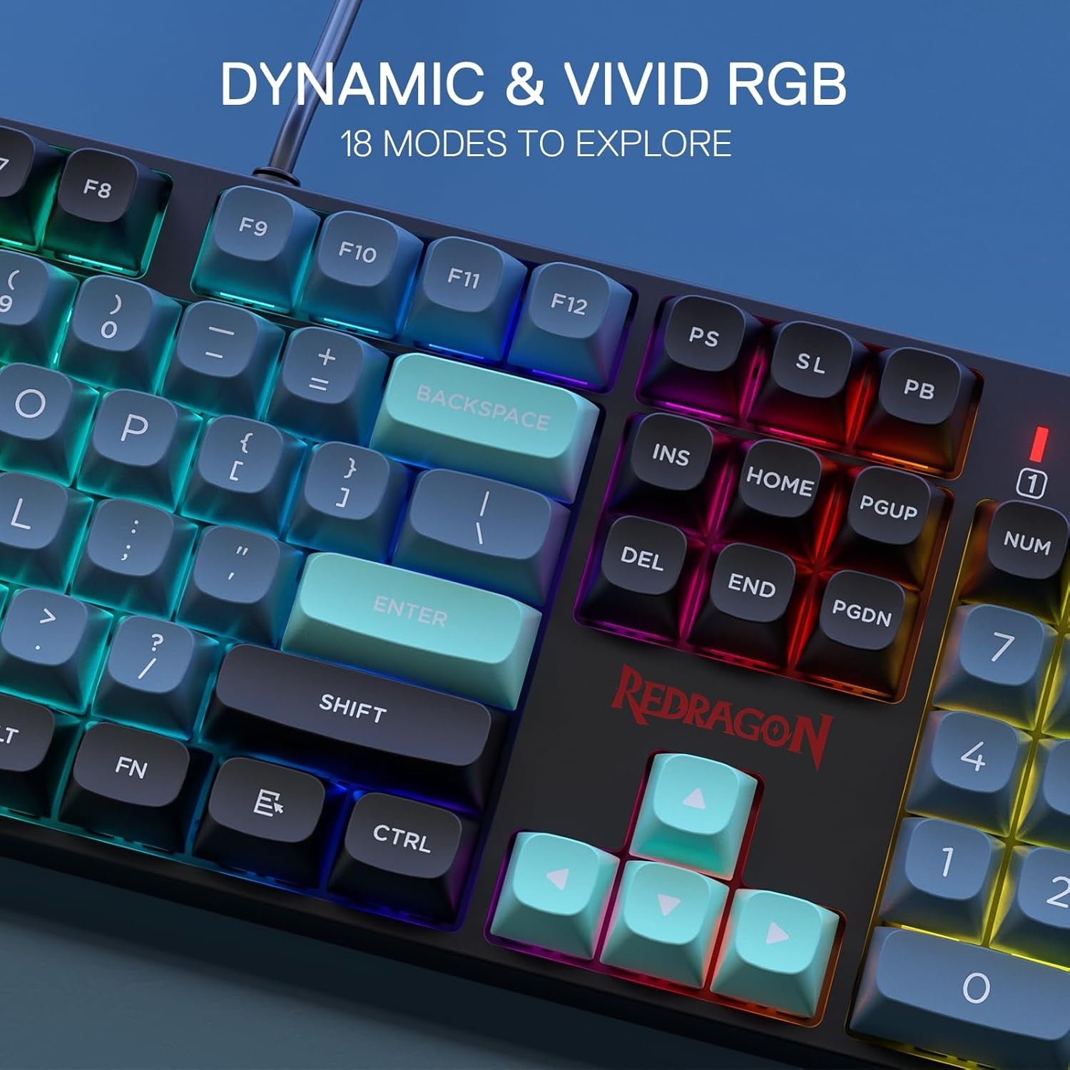 Redragon K582 SE Wired RGB Gaming 104 Keys Mechanical Mixed Color Round PBT Keycaps Dynamic 16.8M RGB Backlit Linear Red Switch Keyboard