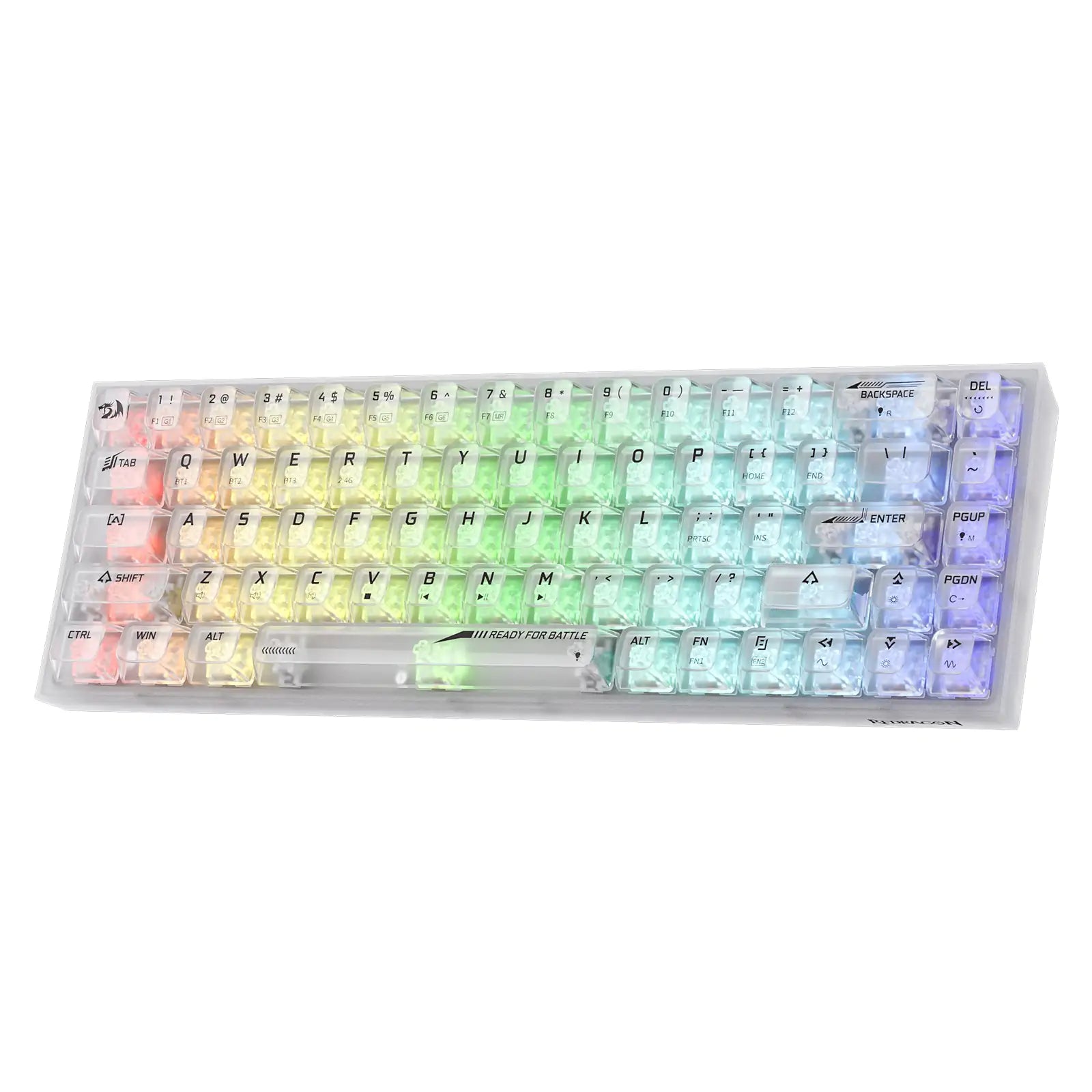 Redragon K631 PRO 65% 68 Keys 3-Mode Wireless RGB Gaming Keyboard, Full White Transparent