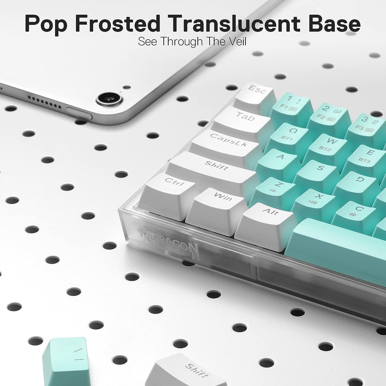 Redragon K631 PRO WT 65% 3-Mode Wireless RGB Gaming Keyboard, Custom Quiet Linear Switch