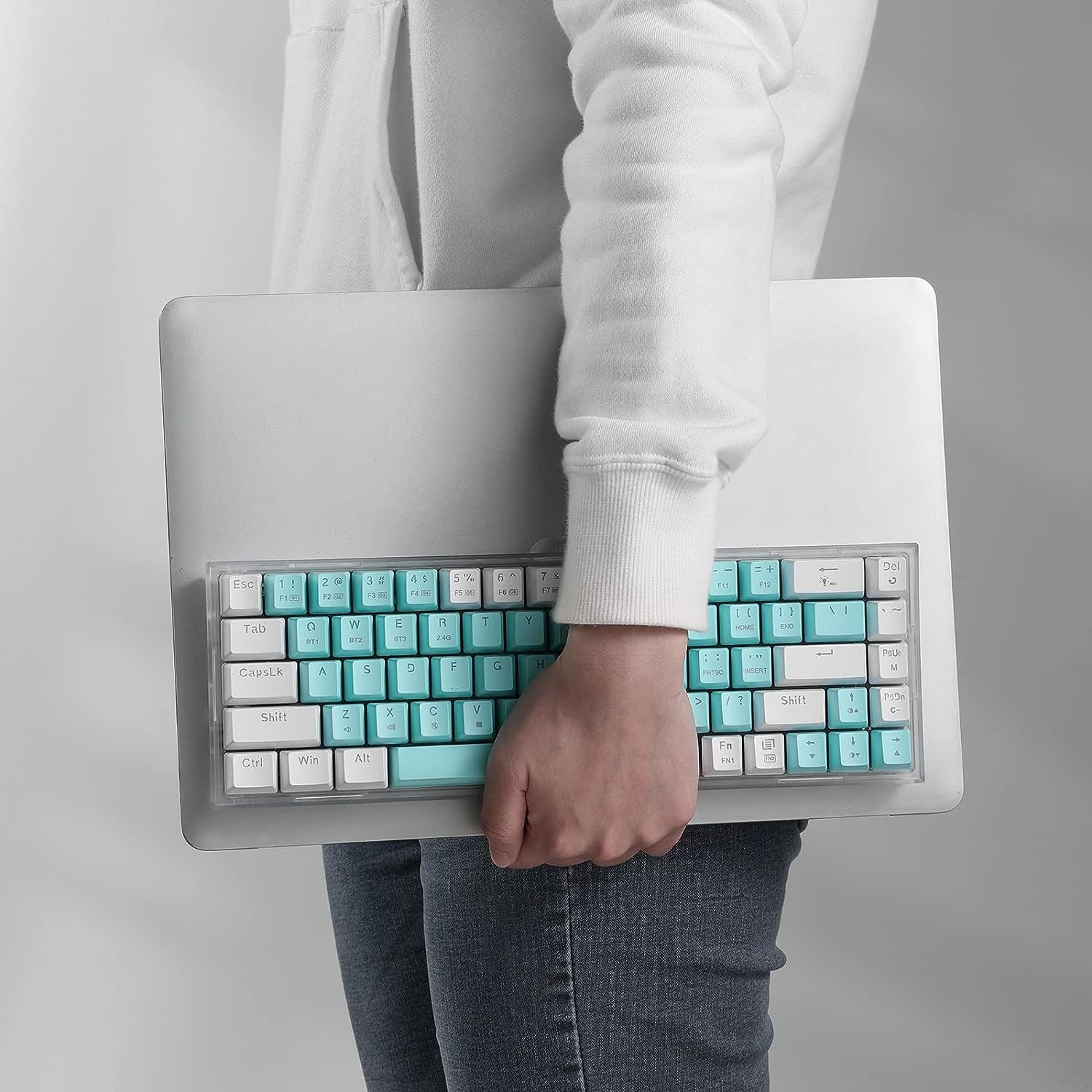 Redragon K631 PRO WT 65% 3-Mode Wireless RGB Gaming Keyboard, Custom Quiet Linear Switch