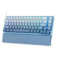 Redragon K641 PRO 65% Aluminum RGB Mechanical Keyboard w/ Sound Absorbing Foam, 3-Mode, Detachable Wrist Rest, Upgraded Hot-Swap Socket,Gradient Blue