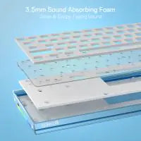 Redragon K641 PRO 65% Aluminum RGB Mechanical Keyboard w/ Sound Absorbing Foam, 3-Mode, Detachable Wrist Rest, Upgraded Hot-Swap Socket,Gradient Blue