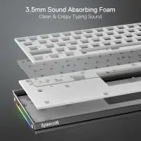 Redragon K641 PRO 65% Aluminum RGB Mechanical Keyboard w/ Sound Absorbing Foam, 3-Mode, Detachable Wrist Rest, Upgraded Hot-Swap Socket,Gradient Grey