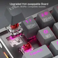 Redragon K641 PRO 65% Aluminum RGB Mechanical Keyboard w/ Sound Absorbing Foam, 3-Mode, Detachable Wrist Rest, Upgraded Hot-Swap Socket,Gradient Grey