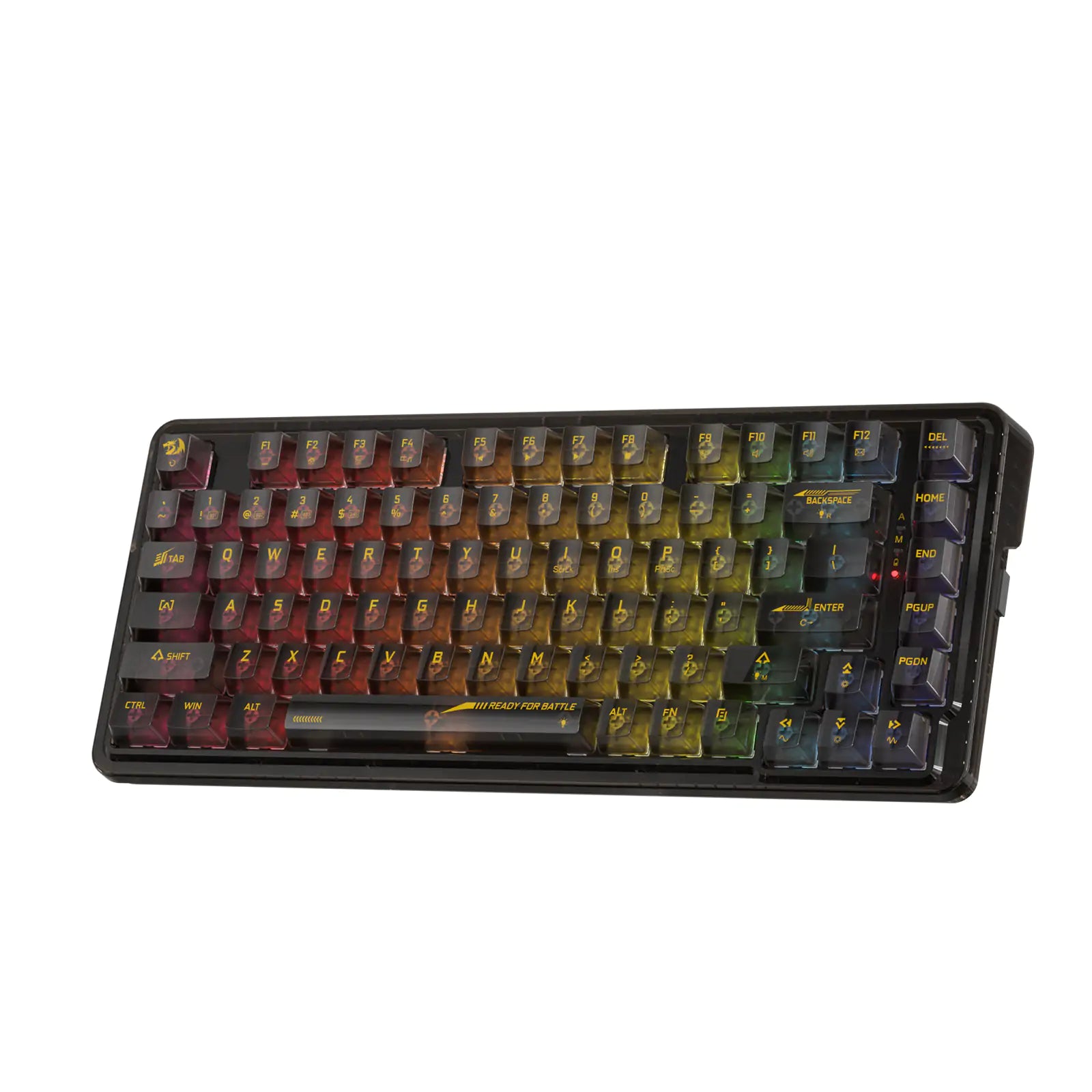 Redragon K649 PRO 78% 3-Modes Wireless Gasket RGB Gaming Keyboard, Full Black Transparent