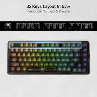 Redragon K649 PRO 78% 3-Modes Wireless Gasket RGB Gaming Keyboard, Full Black Transparent