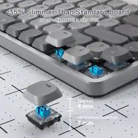Redragon K652 75% Wireless RGB Bluetooth/2.4Ghz/Wired Tri-Mode 84 Keys Ultra-Thin Gaming Keyboard w/Aluminum Top Plate，Blue Switch
