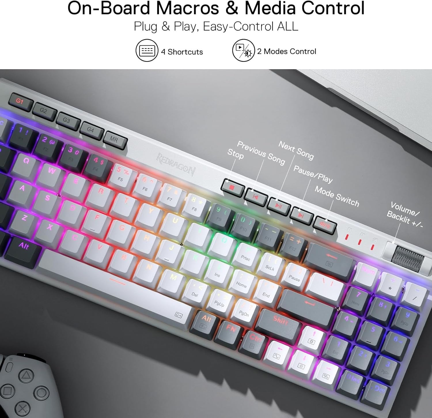 Redragon K655 75% RGB Wired Mechanical Gaming Keyboard, 78 Keys Hot-Swap Mechanical Keyboard w/Aluminum Cover Board, Upgraded Socket and Onboard Macro