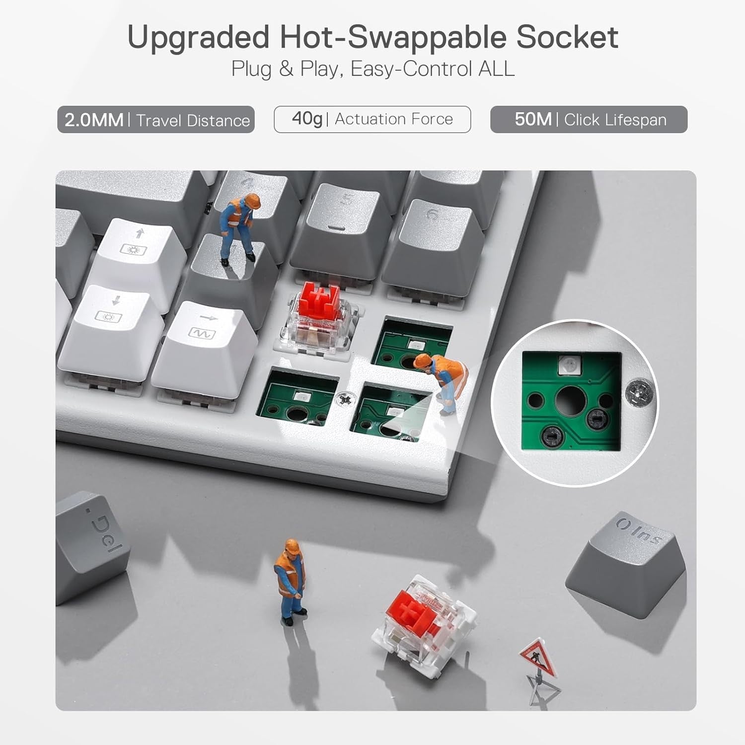 Redragon K655 75% RGB Wired Mechanical Gaming Keyboard, 78 Keys Hot-Swap Mechanical Keyboard w/Aluminum Cover Board, Upgraded Socket and Onboard Macro