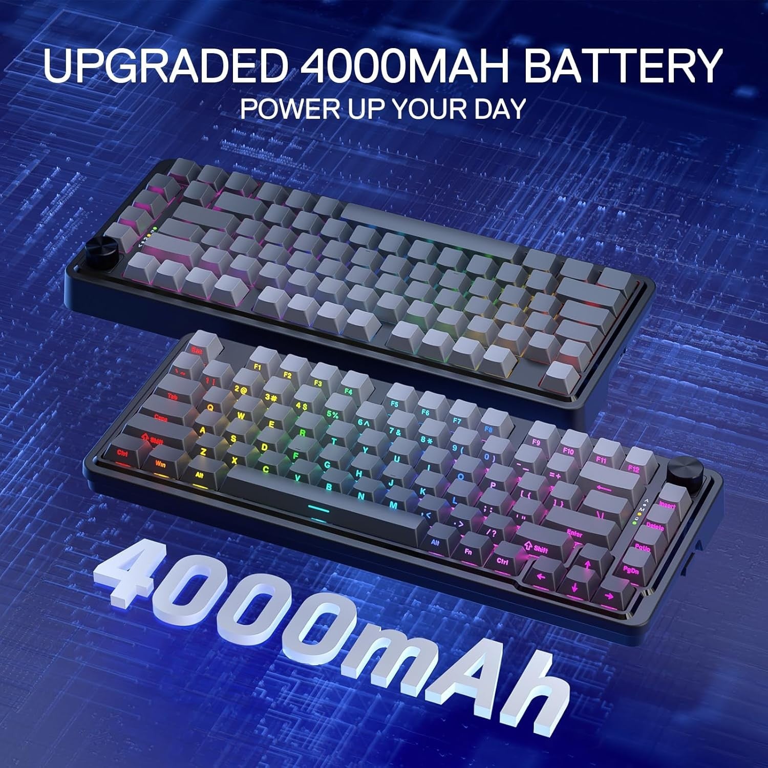 Redragon K673 GB 75% Wireless Gasket RGB Gaming 3-Modes 81 Keys PBT Compact Mechanical Hot-Swap Socket 5-Layer Noise Dampening Keyboard