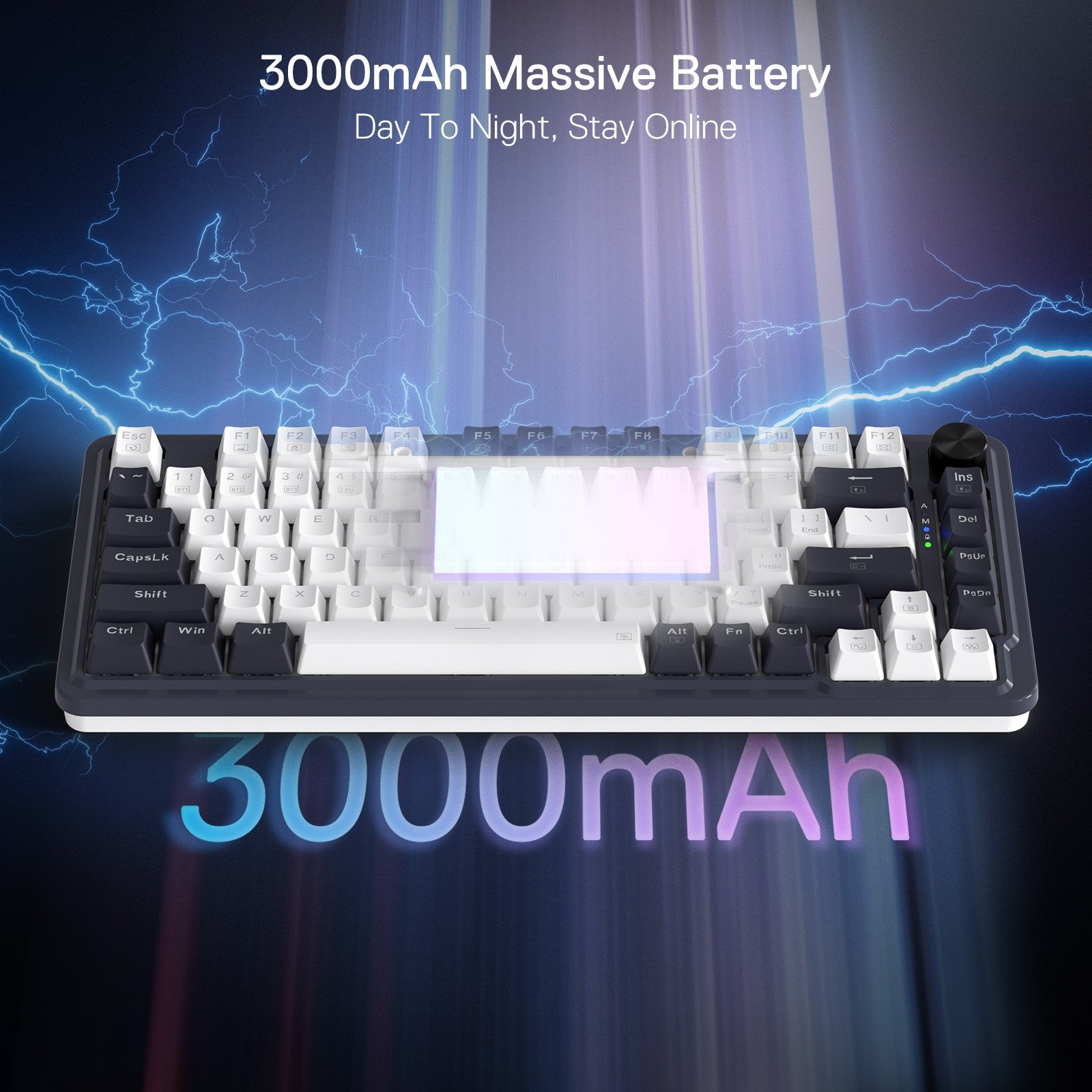 Redragon K673 PRO 75% Wireless Gasket RGB Gaming Keyboard, 3-Modes 81 Keys Mechanical Keyboard w/Hot-Swap Socket, Sound Absorbing Pads, Red Switch