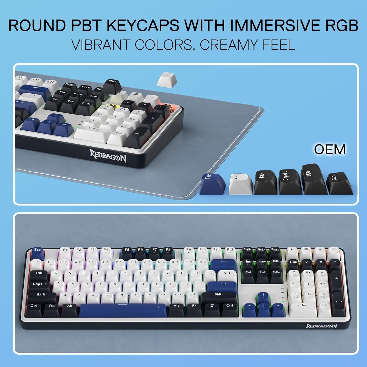 Redragon K689 Wired Gasket RGB Gaming 104 Keys + Extra 4 Hotkeys Mechanical Upgraded Hot-swappable Socket 3-Layer Noise Dampening Keyboard