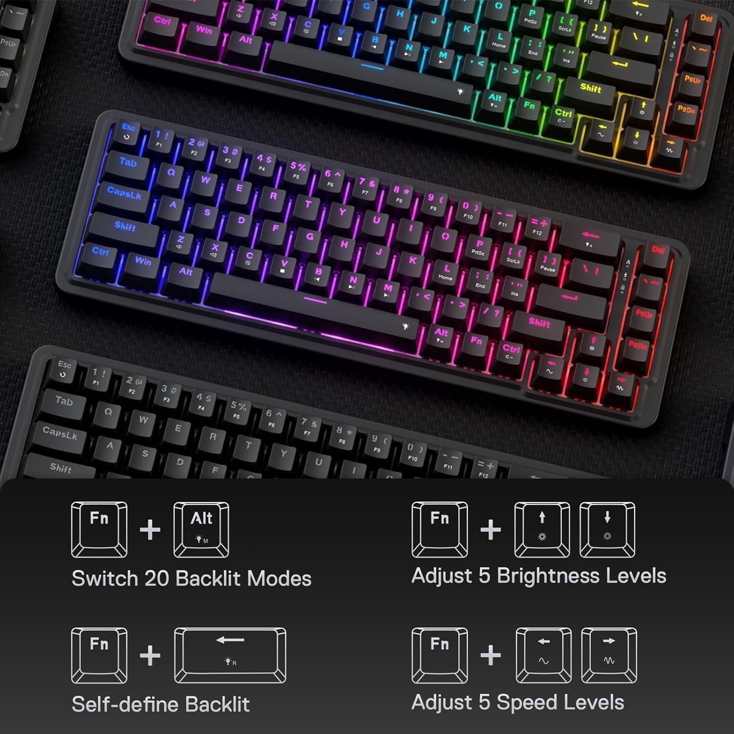 Redragon K709 65% Wired Gasket RGB Gaming 68 Keys Hot-Swap Compact Mechanical 3-Layer Noise Dampening Keyboard,Quiet Custom Linear Switch