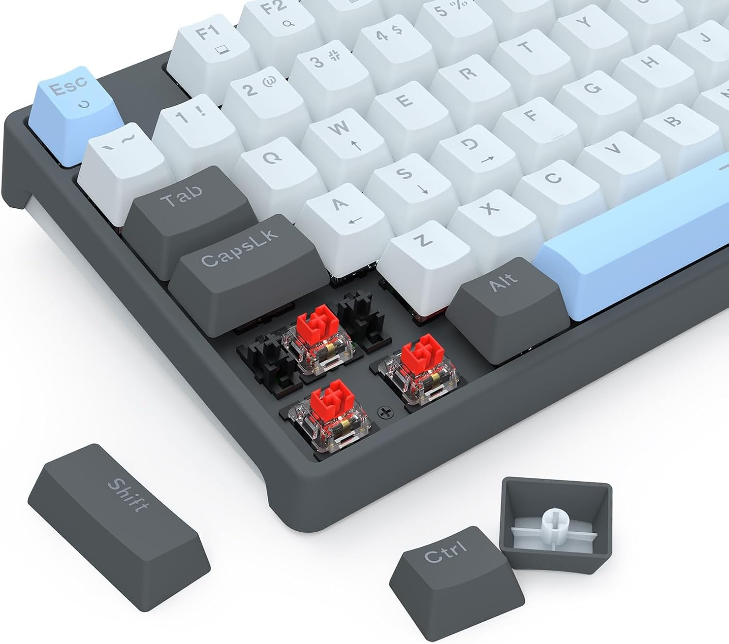 Redragon K718 Wired 104 Keys Gaming Rainbow Backlit Wired Mechanical Keyboard Upgraded Hot-swappable Socket, Mixed Color Keycaps, Red Switch