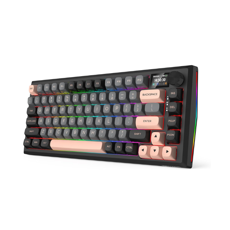 Redragon K720 Wireless CNC Gasket Gaming 81 Keys Mechanical 5-Layer Noise Dampening Keyboard,Smart 1.14’’ TFT Info Display,Litsea Switch
