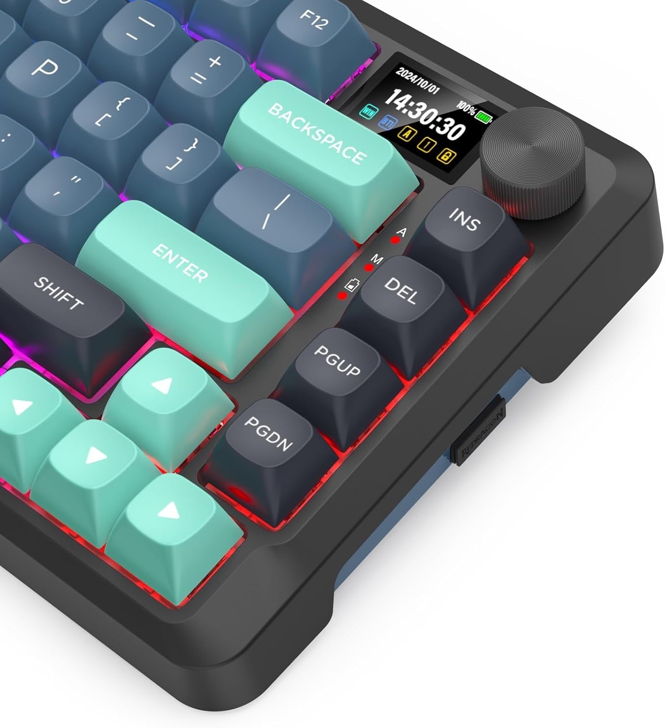 Redragon K724 PRO Wireless Gasket Gaming 81-Key Mechanical 5-Layer Noise Dampening Keyboard,Easy-Control 1.14’’ TFT Info Display