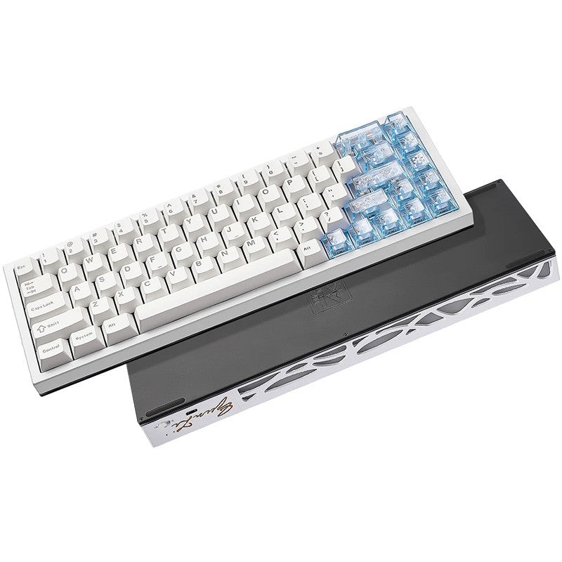 YUNZII AL65 QMK/VIA Tri-Mode Hot-Swap Hollow Pattern Aluminium Mechanical Keyboard Milk V2 Switch - Silver